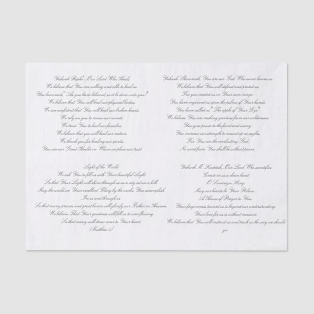 Lenço de papel de Decoupage da oração da escritura (Frente )