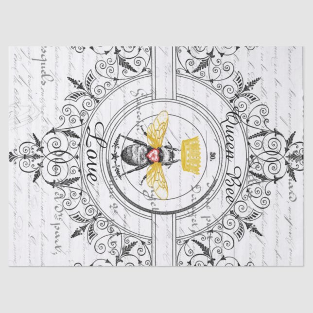 Lenço de papel de Decoupage do amor da abelha de (Frente )