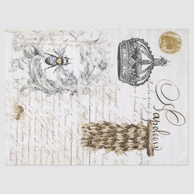 Lenço de papel de Decoupage do roteiro da abelha (Frente )