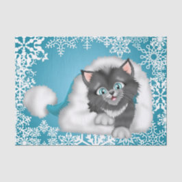 Lenço de papel do feriado do gato do Natal