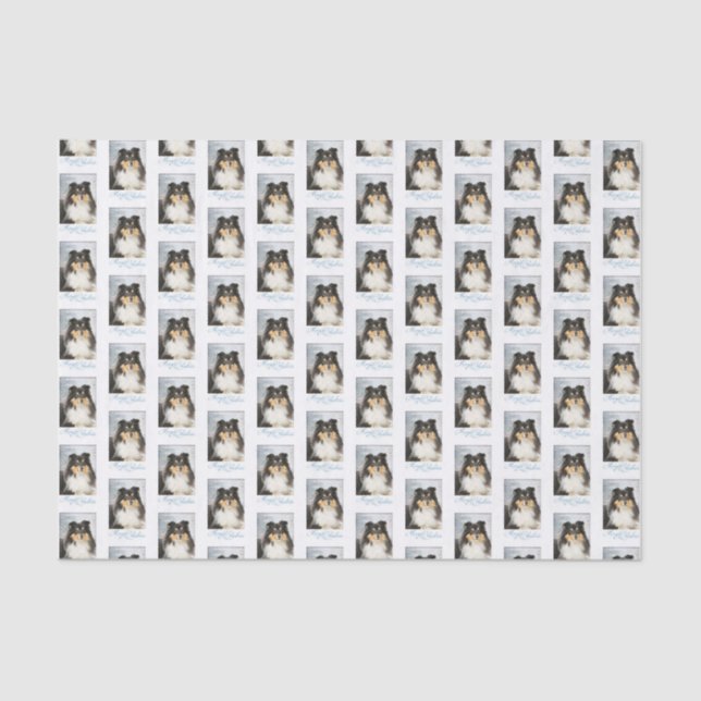 Lenço de papel do Natal de Sheltie da Tri Cor (Frente )