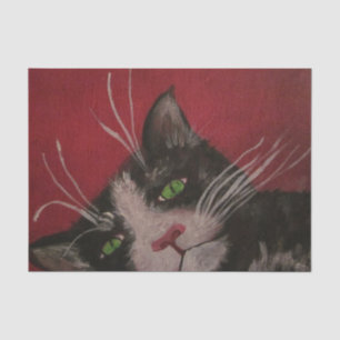 lenço de papel preto e branco do gato