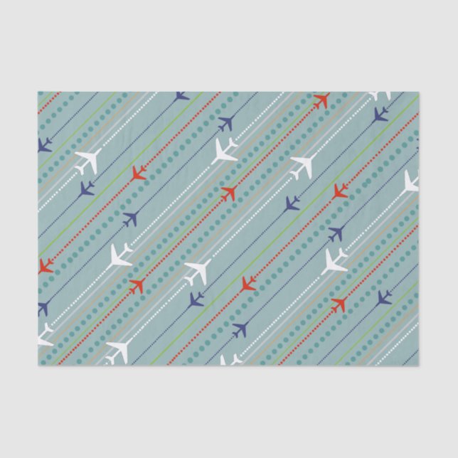 Lenço de papel retro do teste padrão do avião (Frente )