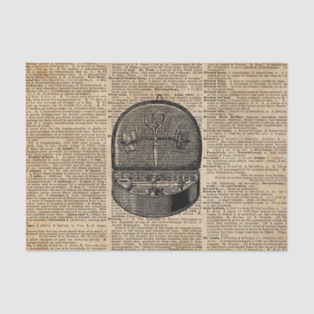 Lenço de papel Sewing da arte 10lb do dicionário (Frente )