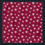 Lenço Folha branca, bonita e divertida, imprime padrão v<br><div class="desc">Esta bandana divertida apresenta impressões bonitas de pata branca sobre um fundo vermelho rico para uma pop divertida de pincel! Você também pode mudar a cor vermelha escura do fundo e as cores do texto para o seu favorito.</div>