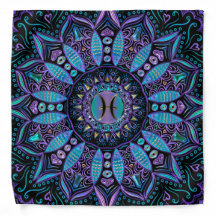 Peixes Mandala em Turquesa e Roxo