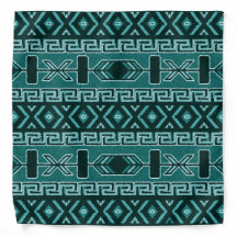 Turquesa E Padrão Aztec Preto Bandanna