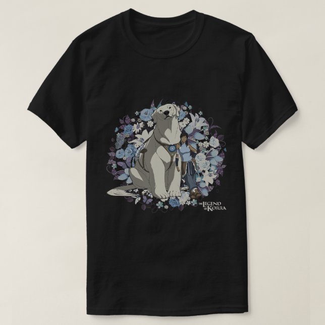 Lenda De Korra Naga E Korra Floral T-Shirt (Frente do Design)