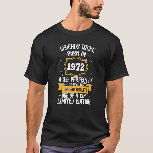 Lendas Nasceram Em 1972 Camisetas Envelhecidas Per (Frente)