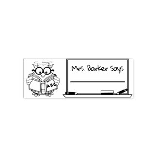 Lendo Coruja Professor Diz Carimbo De Borracha Per