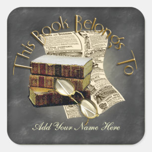 Lendo etiquetas do quadrado do Bookplate do design