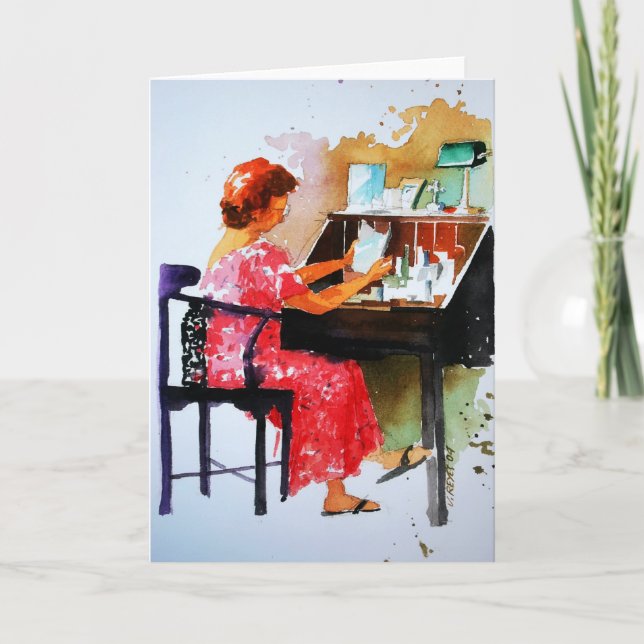 Lendo seu cartão de saudação de cartas de amor (Frente)