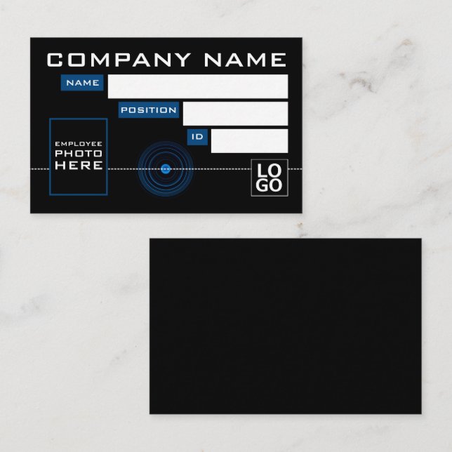 Lente azul, cartões de identificação de foto (Frente/Verso)