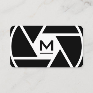 Lente de câmara gigante Cartão de visita preto b