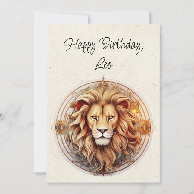 Leo Lion Zodiac - Cartão de Aniversário Minimalist (Frente)