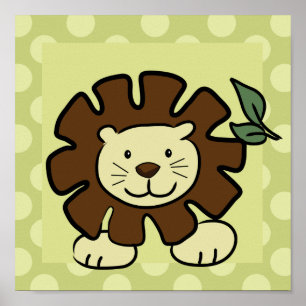Leo, o Impressão Quadrado Lion 10x10 em Verde