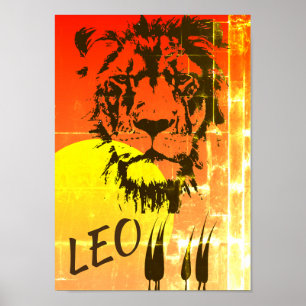 LEO - Sinal Zodíaco ~ Rosto Leão e Poster Sunset