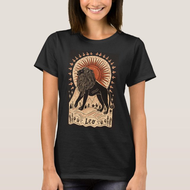 Leo - T-Shirt Celestial Zodiac Art (Frente)