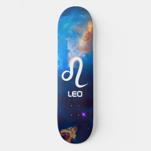 Leo Zodiac Blue Skateboard