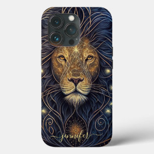 Leo Zodiac, capas de iphone preto e dourado de Cas
