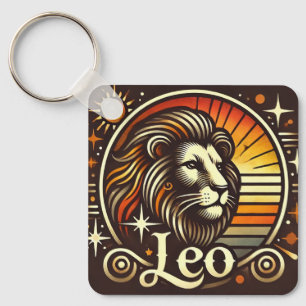Leo Zodiac Chaveiro Retro Design
