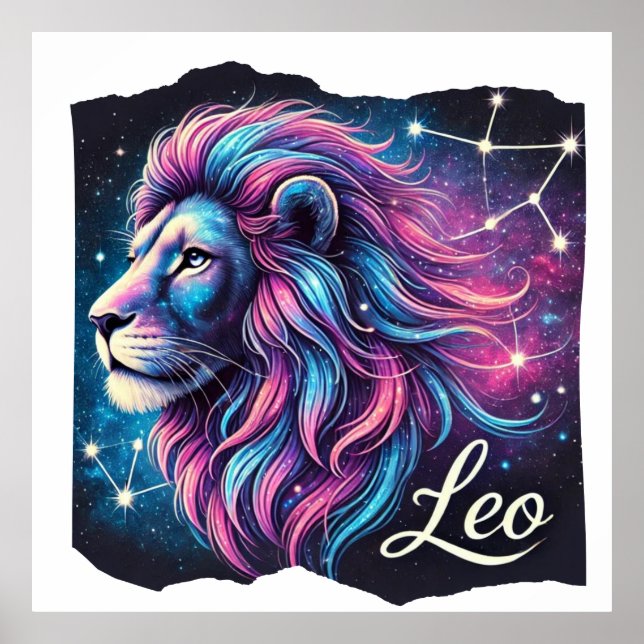 Leo Zodiac Constelation Art Impressão (Frente)