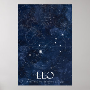 Leo Zodiac Poster com nome, sinal de estrela zodia