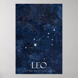Leo Zodiac Poster com nome, sinal de estrela zodia