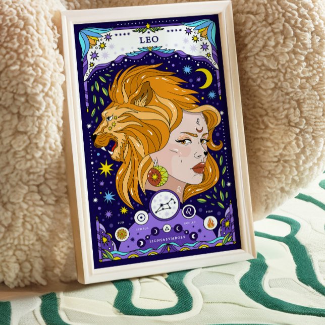 Leo Zodiac - Sinal Azul Poster - Radiante e Regal (Criador carregado)