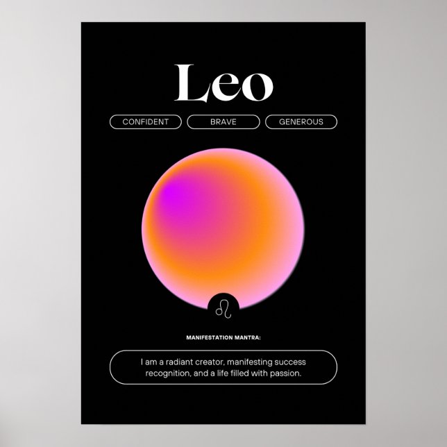 Leo Zodiac Sinal Poster (Frente)