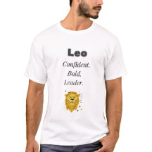 Leo Zodiac T-Shirt - Confidente, Negrito, Líder | 
