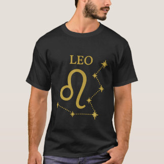 Leo Zodiac T-Shirt para Homens Dourados Constelaçã