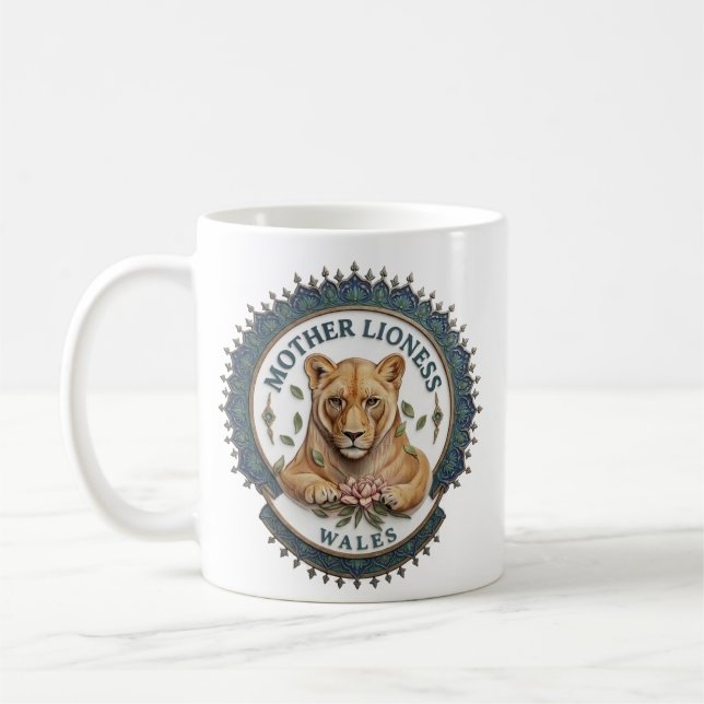 Leoa Mãe. Caneca de Café do País de Gales (Esquerda)