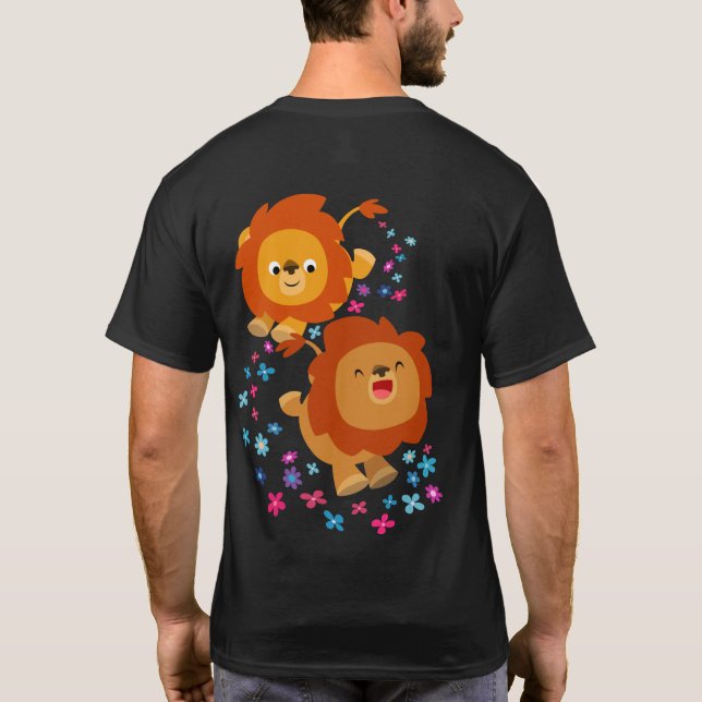 Leões De Cartoon Bonitos Na Camisa Do Jardim (Tras (Verso)