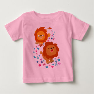 Leões De Cartoon Bonitos Na Camiseta De Bebê Do Ja