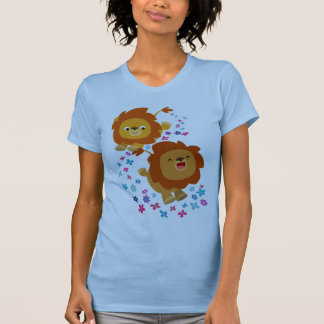 Leões De Cartoon Bonitos Na Camiseta De Jardim Par