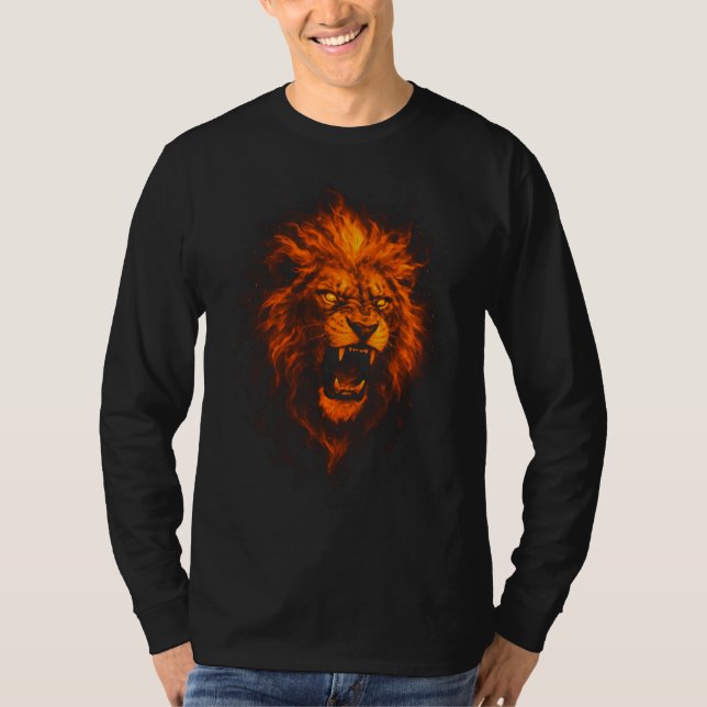 León de fuego Camiseta manga larga (Frente)