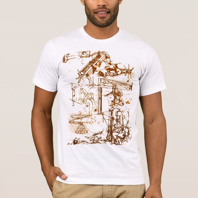 Leonardo da Vinci esboçou os t-shirt brancos (Frente)