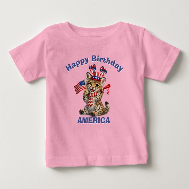 Leopard (5q) Patriotic Kid T-Shirt (Frente)