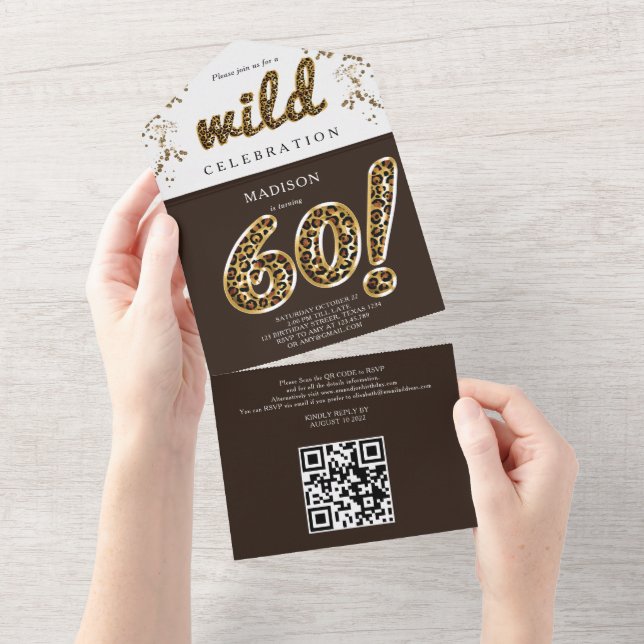 Leopard Foil Balloon 60º Aniversário Código QR RSV (Tearaway)