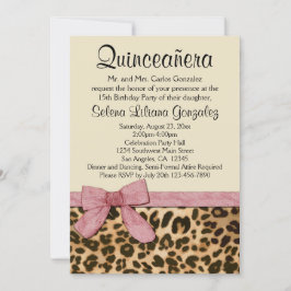 Leopard Imprima Arco Rosa Quinceañera Convite