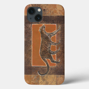 Leopard on Orange and Brown Background