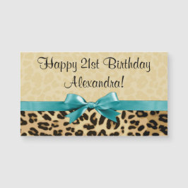 Leopard Print Aqua Blue Arco Girls Mulheres Aniver