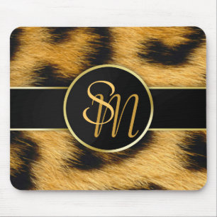 Leopard Print Monogramas - Mousepad