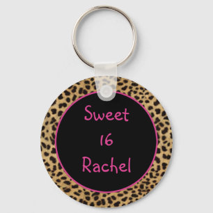 Leopard Print Sweet 16 Chaveiro