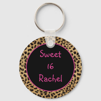 Leopard Print Sweet 16 Chaveiro