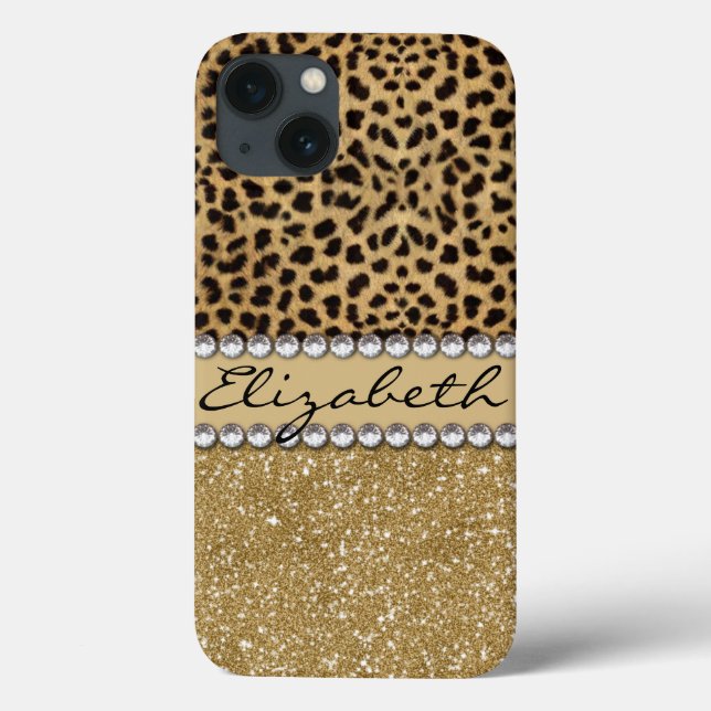 Leopard Spot Dourado Glitter Rhinestone IMPRESSÃO (Verso)
