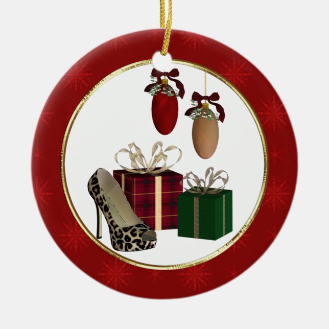 Leopard Stiletto Oferece Ornamento Personalizado (Frente)