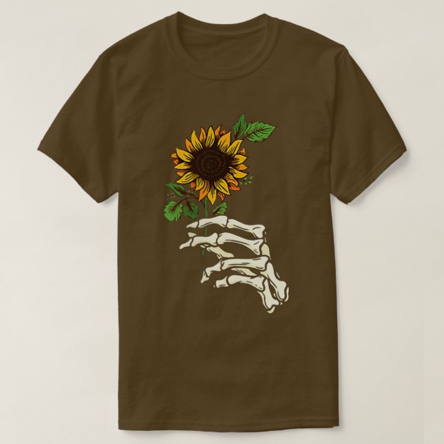 Leopard Sunflower Skeleton T-Shirt (Frente do Design)