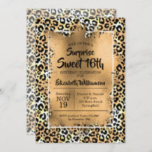 Leopard Sweet 16ª Convites de festas de aniversári